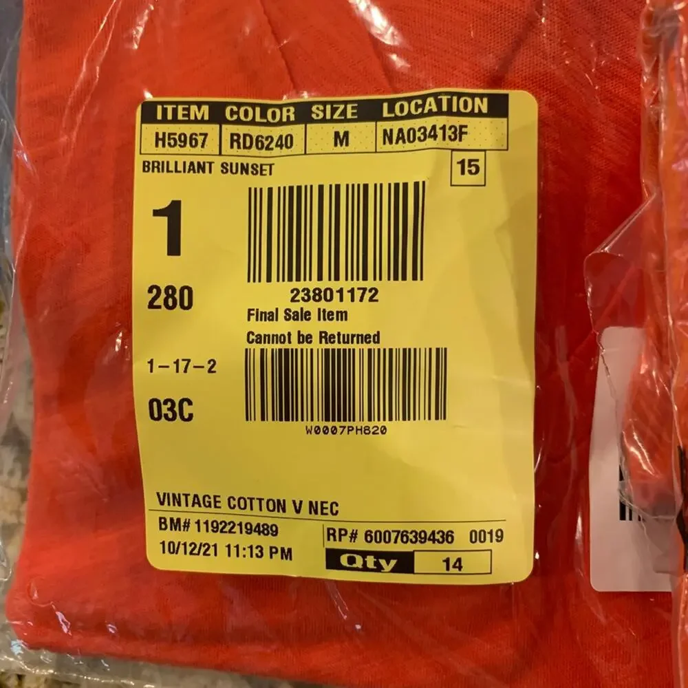 NWT J. Crew Brilliant Sunset Red Vintage Cotton V-Neck Tee - SIZE SMALL